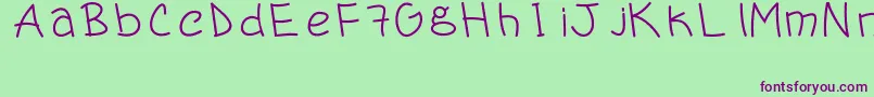 Handergus Font – Purple Fonts on Green Background