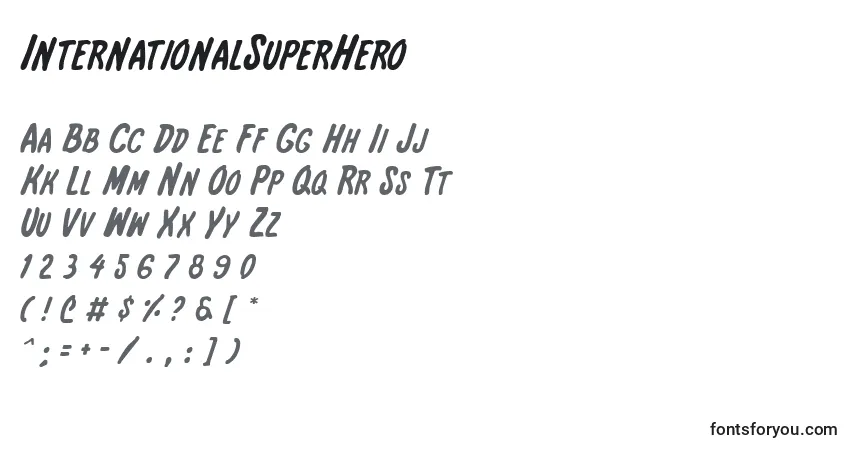 Schriftart InternationalSuperHero – Alphabet, Zahlen, spezielle Symbole