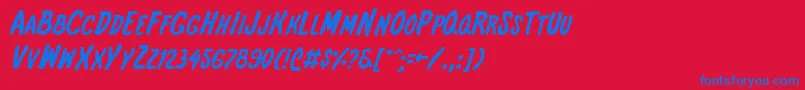 InternationalSuperHero Font – Blue Fonts on Red Background