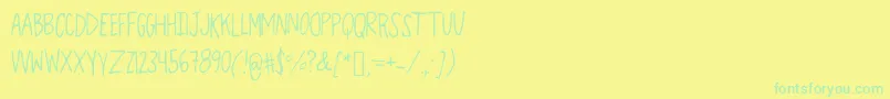 Fonte OverTheMoon – fontes verdes em um fundo amarelo