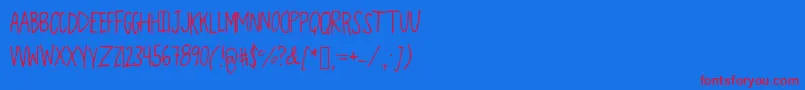 OverTheMoon-Schriftart – Rote Schriften auf blauem Hintergrund