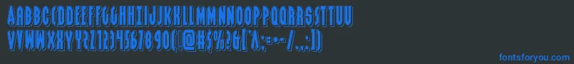Grendelsmotherpunch-Schriftart – Blaue Schriften auf schwarzem Hintergrund