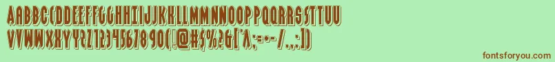 Grendelsmotherpunch-Schriftart – Braune Schriften auf grünem Hintergrund