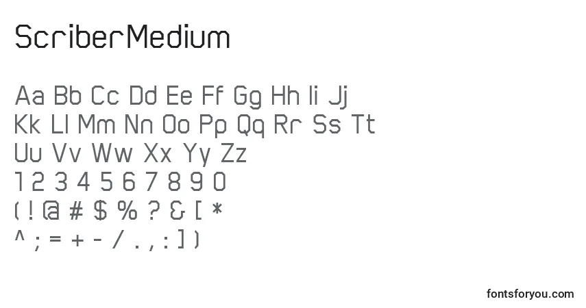 ScriberMediumフォント–アルファベット、数字、特殊文字