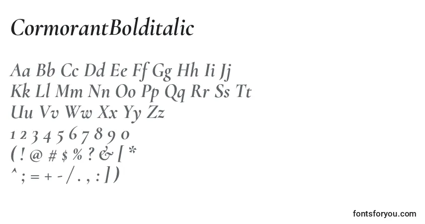 A fonte CormorantBolditalic – alfabeto, números, caracteres especiais