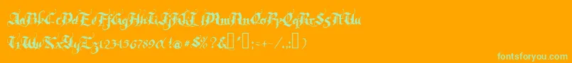 Fonte Rhapsody – fontes verdes em um fundo laranja