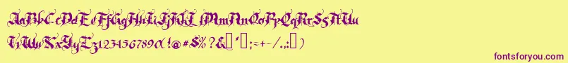 Rhapsody Font – Purple Fonts on Yellow Background