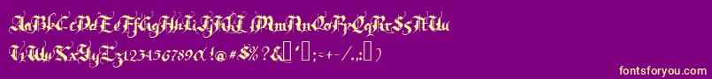 Rhapsody Font – Yellow Fonts on Purple Background