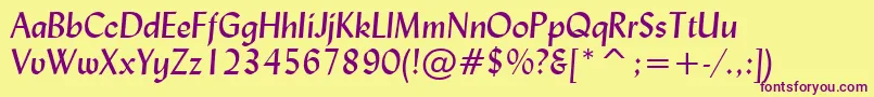 LydianItalicBt Font – Purple Fonts on Yellow Background