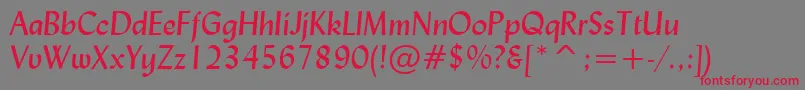 フォントLydianItalicBt – 赤い文字の灰色の背景