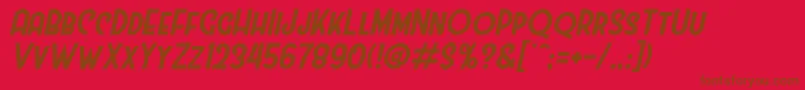WestmeathItalic-Schriftart – Braune Schriften auf rotem Hintergrund