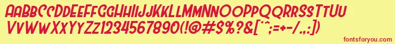 Fonte WestmeathItalic – fontes vermelhas em um fundo amarelo