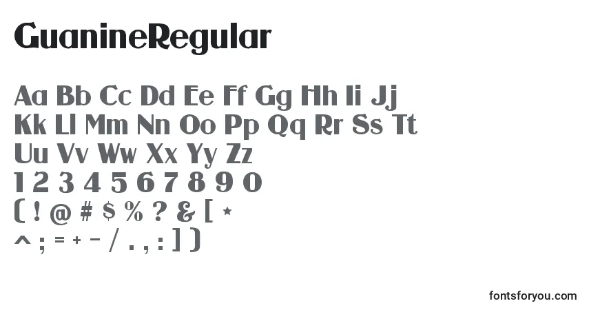 GuanineRegular font – alphabet, numbers, special characters
