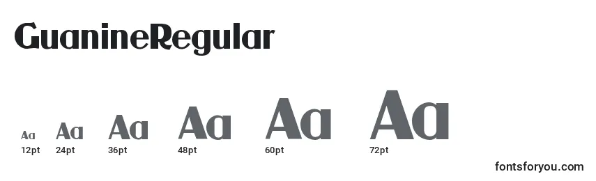 sizes of guanineregular font, guanineregular sizes