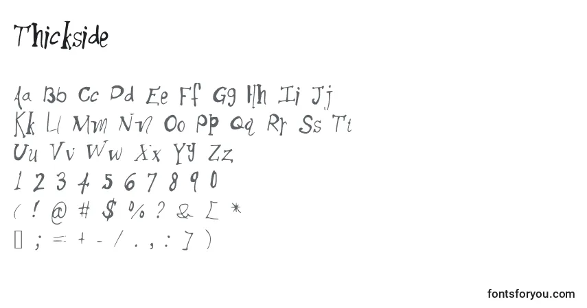 Czcionka Thickside – alfabet, cyfry, specjalne znaki