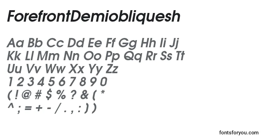 Шрифт ForefrontDemiobliquesh – алфавит, цифры, специальные символы