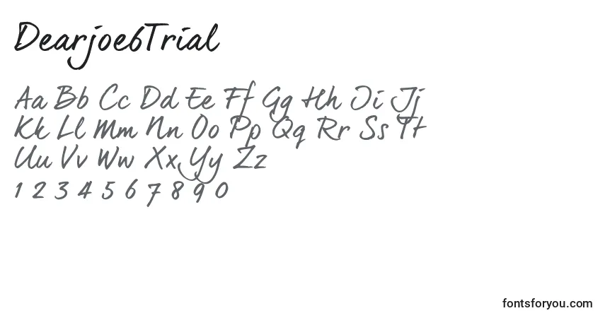 Czcionka Dearjoe6Trial – alfabet, cyfry, specjalne znaki