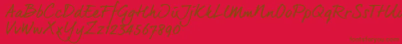 Dearjoe6Trial Font – Brown Fonts on Red Background