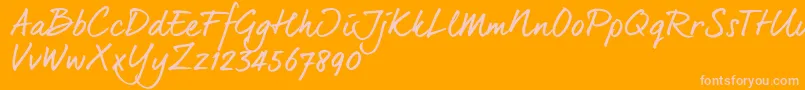 Dearjoe6Trial-Schriftart – Rosa Schriften auf orangefarbenem Hintergrund