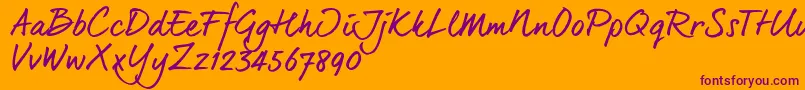 Dearjoe6Trial-Schriftart – Violette Schriften auf orangefarbenem Hintergrund