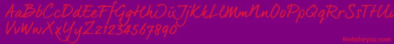 Dearjoe6Trial-Schriftart – Rote Schriften auf violettem Hintergrund