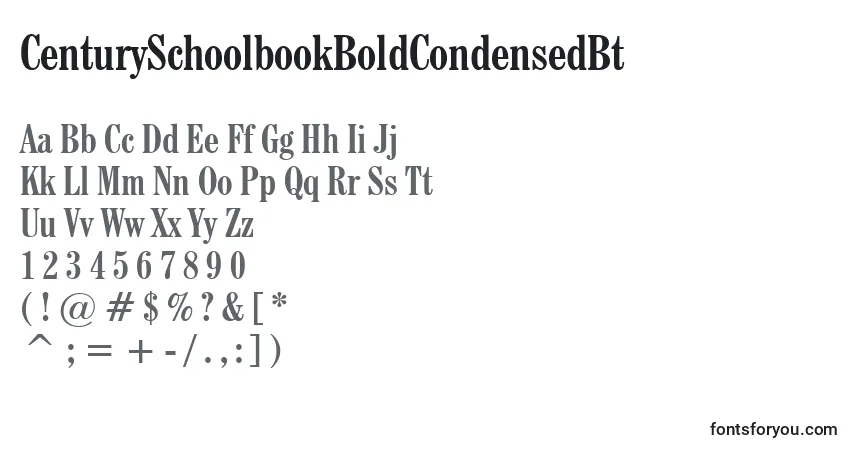 Шрифт CenturySchoolbookBoldCondensedBt – алфавит, цифры, специальные символы