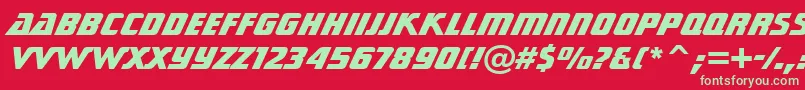 Fonte StarTrekGenHeavyBt – fontes verdes em um fundo vermelho