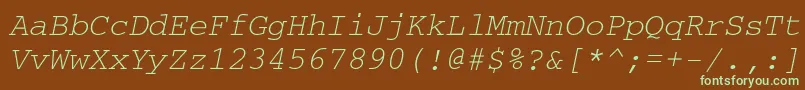 Шрифт CourierwincttItalic – зелёные шрифты на коричневом фоне