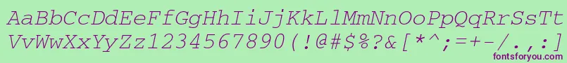 Fonte CourierwincttItalic – fontes roxas em um fundo verde