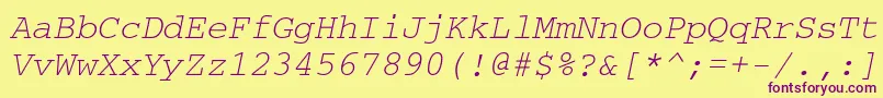 CourierwincttItalic Font – Purple Fonts on Yellow Background