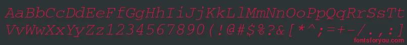 フォントCourierwincttItalic – 黒い背景に赤い文字