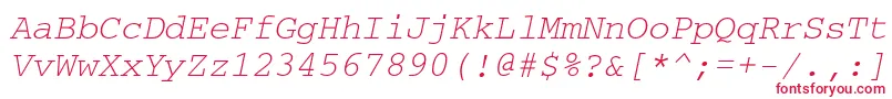 フォントCourierwincttItalic – 白い背景に赤い文字