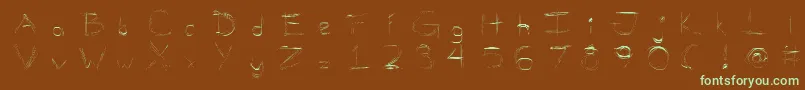 MellowScribbles2-Schriftart – Grüne Schriften auf braunem Hintergrund