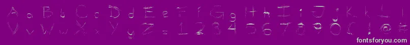 MellowScribbles2-Schriftart – Grüne Schriften auf violettem Hintergrund