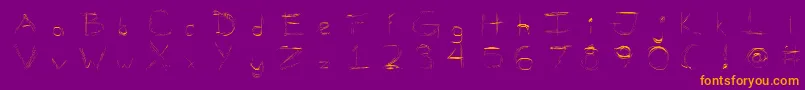 MellowScribbles2-Schriftart – Orangefarbene Schriften auf violettem Hintergrund