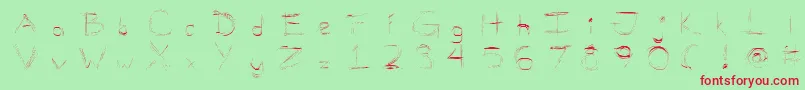 MellowScribbles2 Font – Red Fonts on Green Background