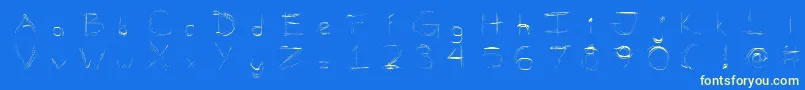 MellowScribbles2-Schriftart – Gelbe Schriften auf blauem Hintergrund