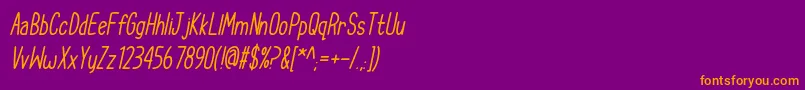 CupcakeSmilesItalic-fontti – oranssit fontit violetilla taustalla