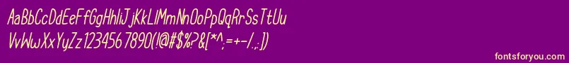 CupcakeSmilesItalic-fontti – keltaiset fontit violetilla taustalla