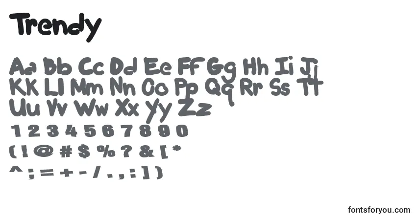 Schriftart Trendy – Alphabet, Zahlen, spezielle Symbole