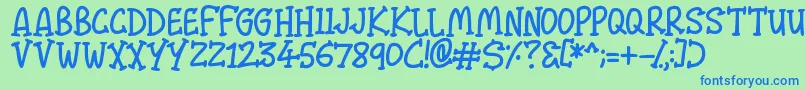 Malarky Font – Blue Fonts on Green Background