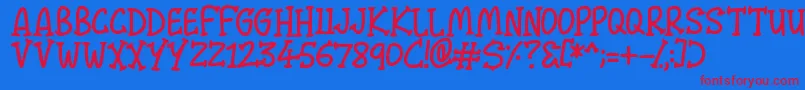 Malarky Font – Red Fonts on Blue Background