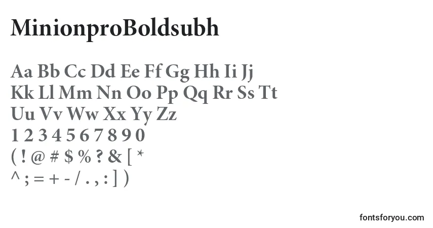 MinionproBoldsubh-fontti – aakkoset, numerot, erikoismerkit