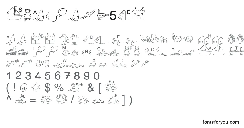 Schriftart SpAnlaut5Db – Alphabet, Zahlen, spezielle Symbole