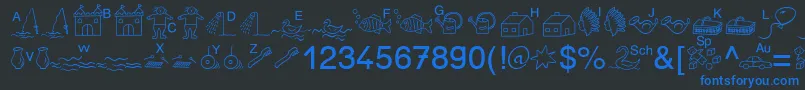 SpAnlaut5Db-fontti – siniset fontit mustalla taustalla