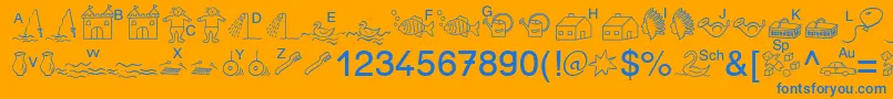 フォントSpAnlaut5Db – オレンジの背景に青い文字