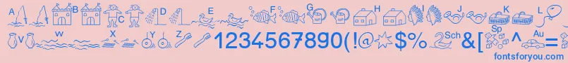 SpAnlaut5Db-fontti – siniset fontit vaaleanpunaisella taustalla