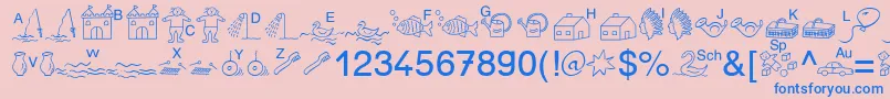 フォントSpAnlaut5Db – ピンクの背景に青い文字