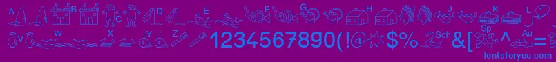 フォントSpAnlaut5Db – 紫色の背景に青い文字