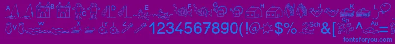 Weitere Informationen zur SpAnlaut5Db-Schriftart SpAnlaut5Db-Schriftart – Blaue Schriften auf violettem Hintergrund